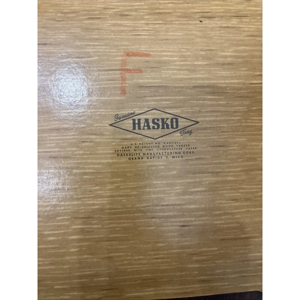 8 Vintage HASKELITE Lap TV Tray Mid Century Modern Buffet Serving Flowers